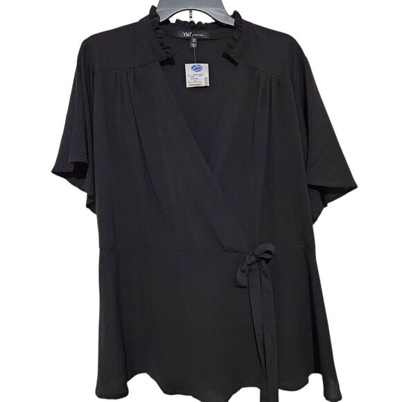 Ymi Collection Top For Women Size 2X Black Lightweight Front Tie Belt - Picture 1 of 10